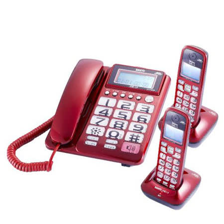 三洋SANYO 超高頻2.4GHz 數位長距離無線子母雙手機 DCT-8908-2 (三色)紅色★80B018